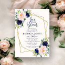 Search for navy blue floral invitations Gold