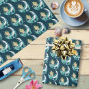 Search for crescent moons wrapping paper Blue