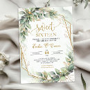 Search for gold green sweet 16 invitations Boho