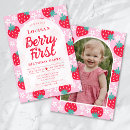 Search for strawberry 1st birthday invitations Arch