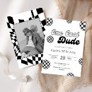 Search for black white 1st birthday invitations Retro