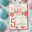 Search for strawberries birthday invitations Red strawberry