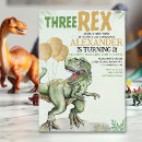 Search for three rex birthday invitations Watercolor
