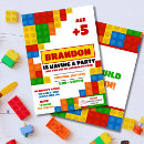 Search for bricks invitations Colourful for boys