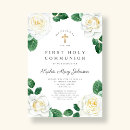 Search for white floral first communion invitations Script