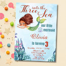 Search for mermaid 3rd birthday invitations Watercolor