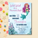 Search for little mermaid 1st birthday invitations Purple