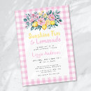 Search for pink lemonade baby shower invitations Gingham