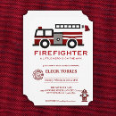 Search for firefighter baby invitations Red