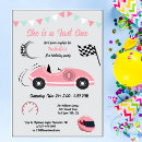 Search for pink race car invitations Race on over