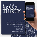 Search for mens 30th birthday invitations Navy blue