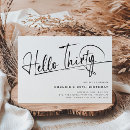 Search for hello 30 birthday invitations Black and white