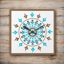Search for brown and turquoise clocks Decorative