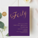 Search for purple gold 40th birthday invitations Modern