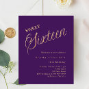 Search for purple gold sweet 16 invitations Elegant
