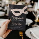 Search for pink and black masquerade party invitations For her