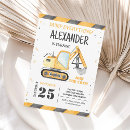 Search for boy construction birthday invitations Yellow dump truck