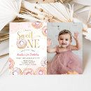Search for sweet one doughnut birthday invitations Gold