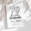 Search for black and white 70th birthday invitations Minimalist