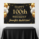 Search for 100th birthday banners Black and gold