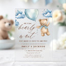 Search for beige blue baby shower invitations We can bearly wait