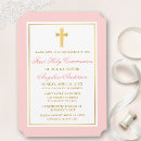 Search for pink cross first communion invitations Christian