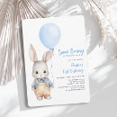 Search for some bunny is turning one birthday invitations Blue
