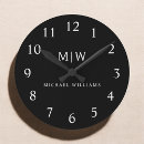 Search for minimalist black and white clocks Initials