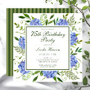 Search for blue 75th birthday invitations Hydrangeas