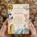 Search for wild animals birthday invitations Tropical greenery birthday