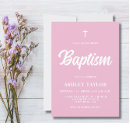 Search for pink baby girl christening invitations Pink and white