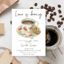 Search for love is brewing shower invitations Elegant calligraphy script
