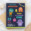 Search for little monster 1st birthday invitations Kids