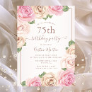 Search for rose 75th birthday invitations Modern