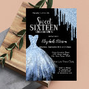 Search for baby blue sweet 16 invitations Glitter