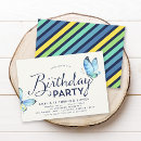 Search for blue butterfly birthday invitations Teal