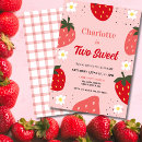 Search for strawberries birthday invitations Strawberries and daisies