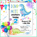 Search for dinosaur 2nd birthday invitations Blue