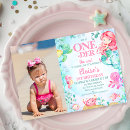 Search for mermaid 1st birthday invitations Sea creatures
