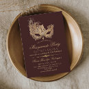 Search for burgundy masquerade party invitations Gold