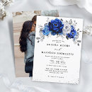 Search for royal blue floral wedding invitations Sophisticated bright chic peony