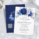 Search for navy blue silver white wedding invitations Sophisticated bright chic peony