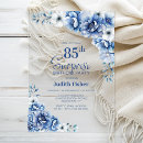 Search for floral 85th birthday invitations Blue