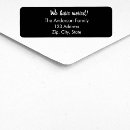 Search for we moved return address labels Black and white