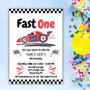 Search for cars 1st birthday invitations Race on over