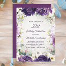 Search for purple glitter birthday invitations Flowers