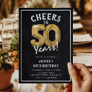 Search for balloon 50th birthday invitations Black and gold