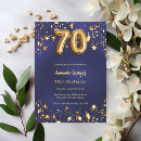 Search for blue and gold 70th birthday invitations Modern