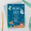 Search for sea animals birthday invitations Pool party