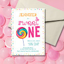 Search for candy 1st birthday invitations One year old